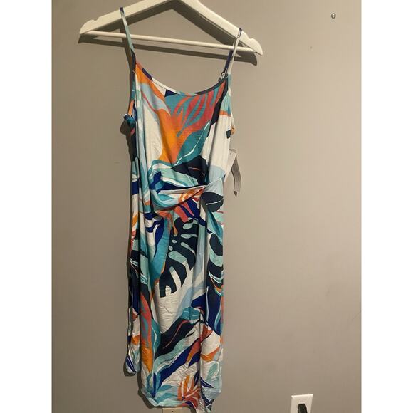 La Blanca NWT Coastal Palms Dress Women's Med Ice Blue Midi Beach Cover Up$119 - Picture 2 of 5